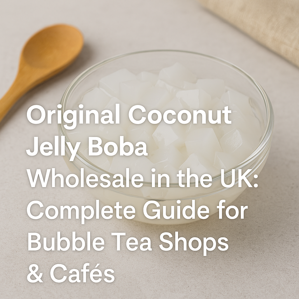 Original Coconut Jelly Boba wholesale UK – premium nata de coco topping supplier for bubble tea shops and cafés by Bubble Crush.
