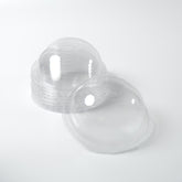 Bubble Crush brand 95mm clear PP plastic dome lid with straw hole, shown in a bulk pack of 1000, suitable for high-temperature drinks and bubble tea toppings.