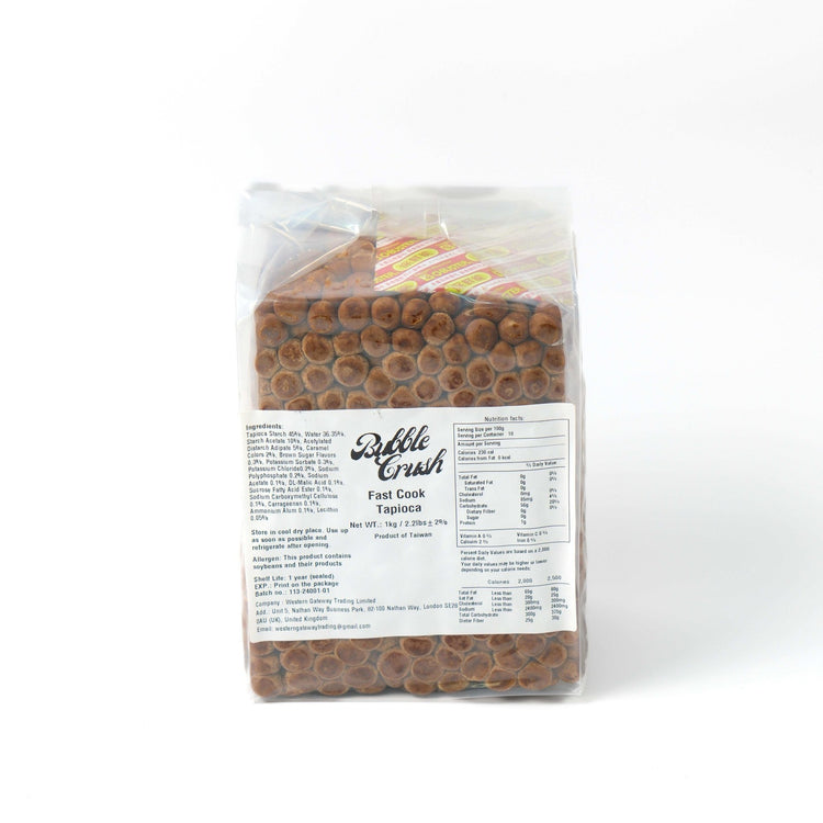 Authentic Black Tapioca Pearls, 15-minute quick-cook ingredient for home use and large volume bubble tea shops.