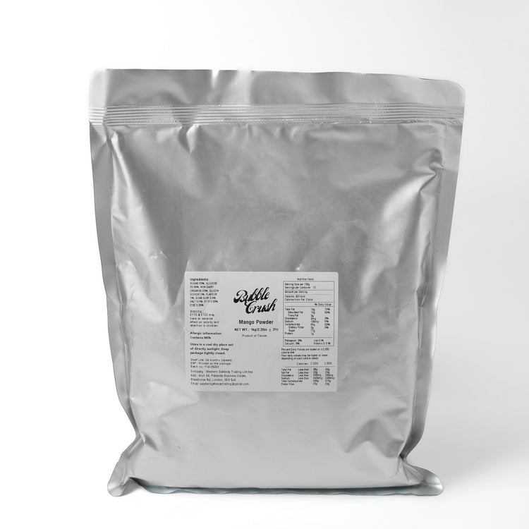 Finished Lychee Boba Tea with a smooth texture and popping boba, made with vegan powder mix and garnish.