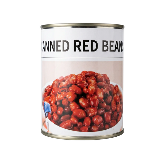 Can of canned red beans on a white background