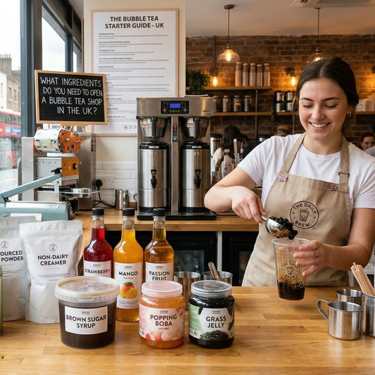 bubble tea ingredients layout UK shop