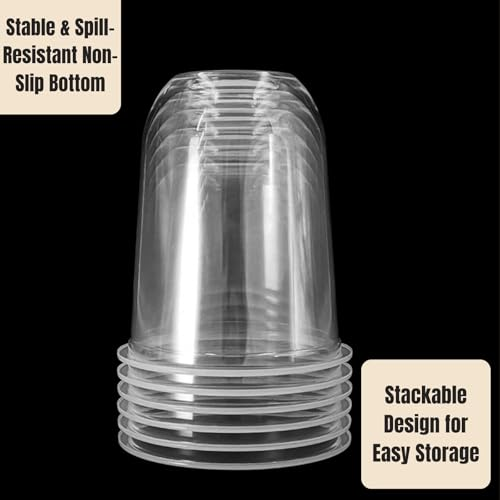 Plastic Cups with Flat Lids Set of 100 | Takeaway Cups