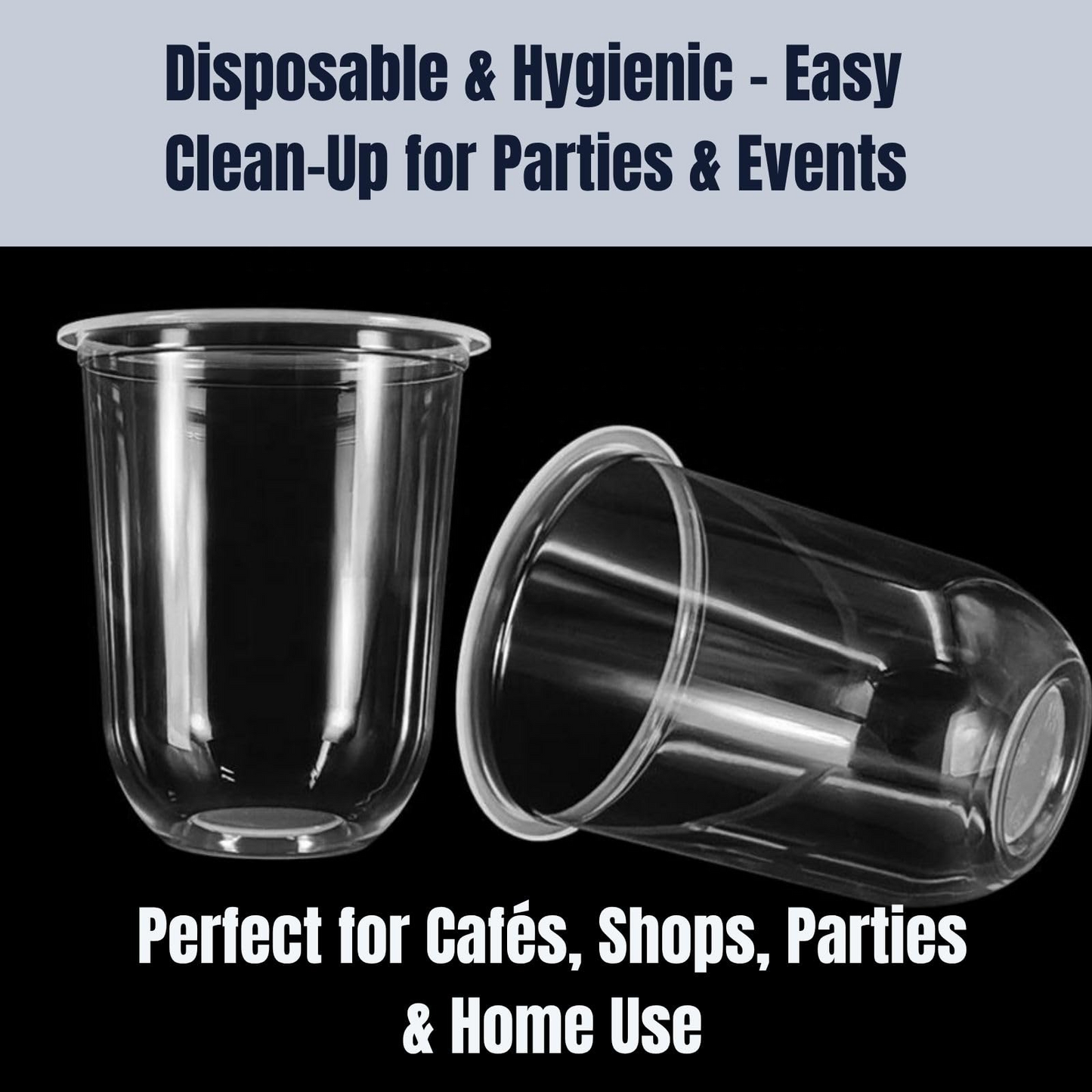 Plastic Smoothie Cups with Dome Lids Set of 100 | Strong Clear Disposable Cups