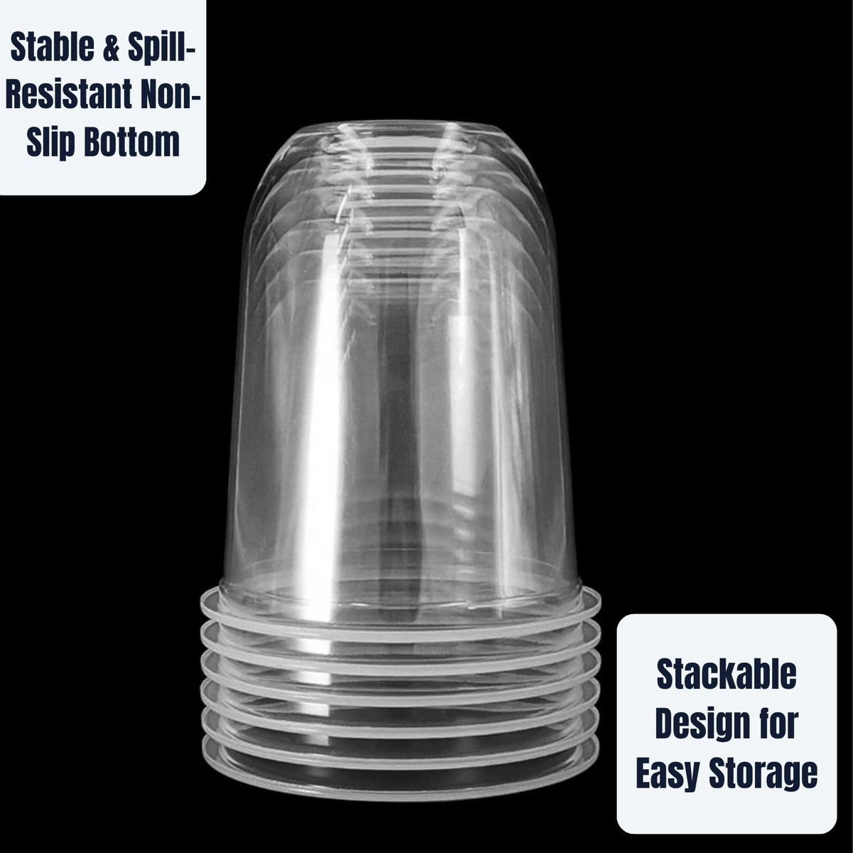 Plastic Smoothie Cups with Dome Lids Set of 100 | Strong Clear Disposable Cups