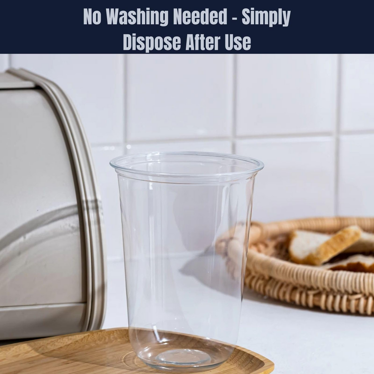 Plastic Smoothie Cups with Dome Lids Set of 100 | Strong Clear Disposable Cups