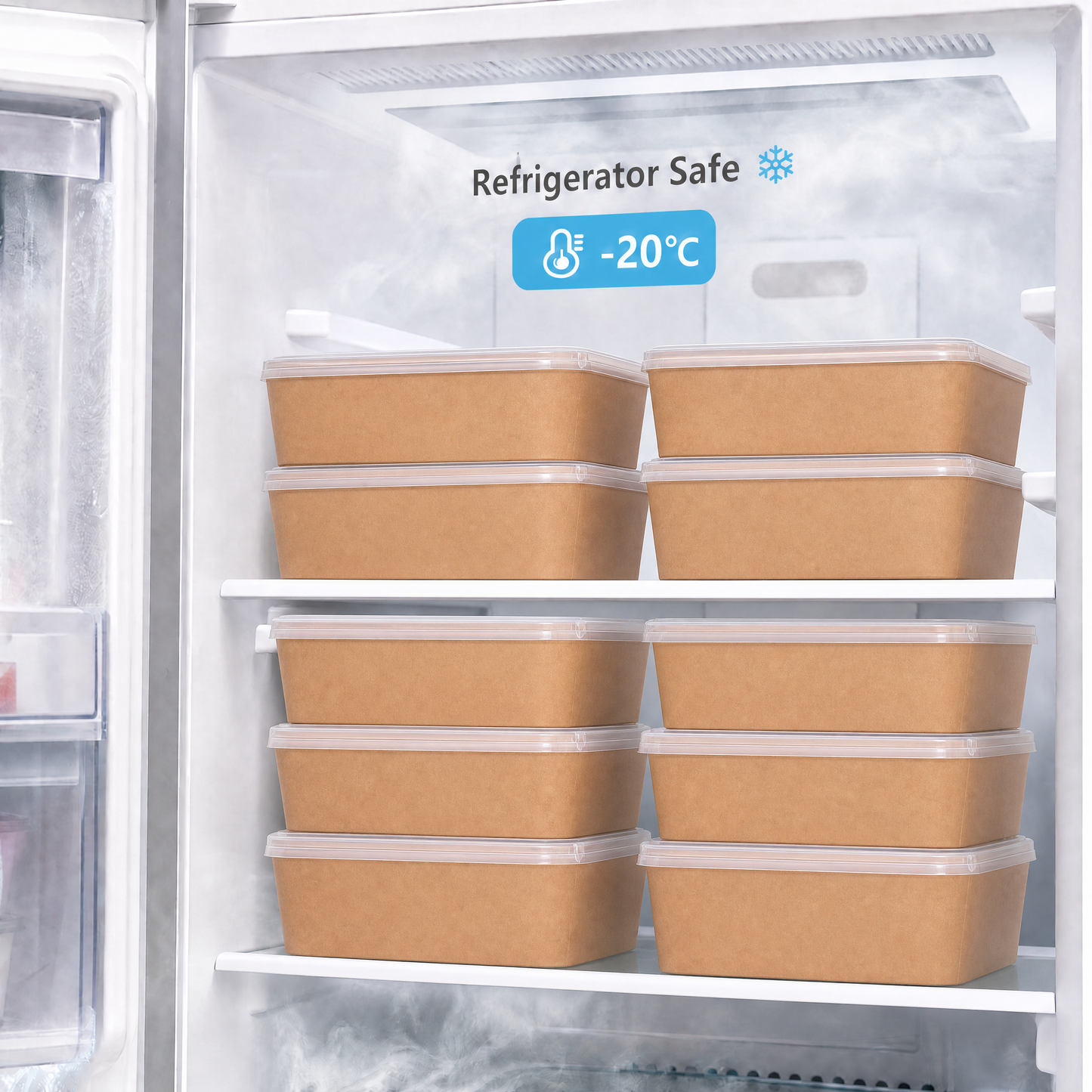 300Pcs Clear PP Lids for 500ml Takeaway Containers - High-Transparency