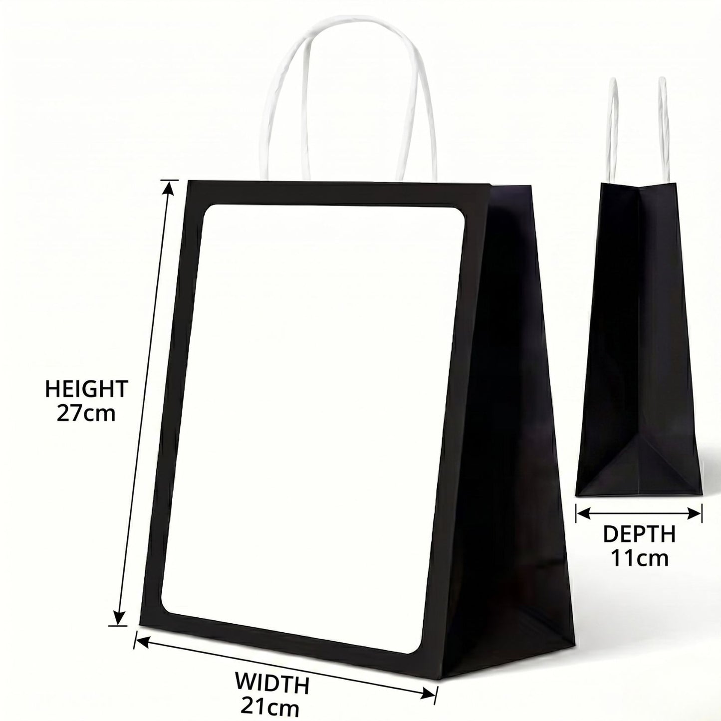 Kraft Paper Bags | 400Pcs |Double-Cup Carrier with Cotton Rope Handles - 21x11x27cm