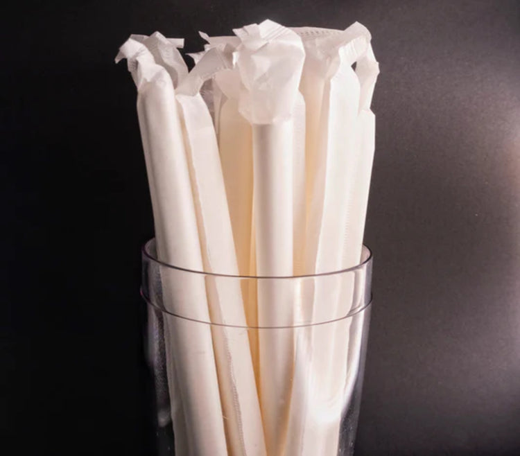Pack of Individually Wrapped Biodegradable Boba Straws (12mm x 230mm) for bubble tea and thick drinks in the UK.