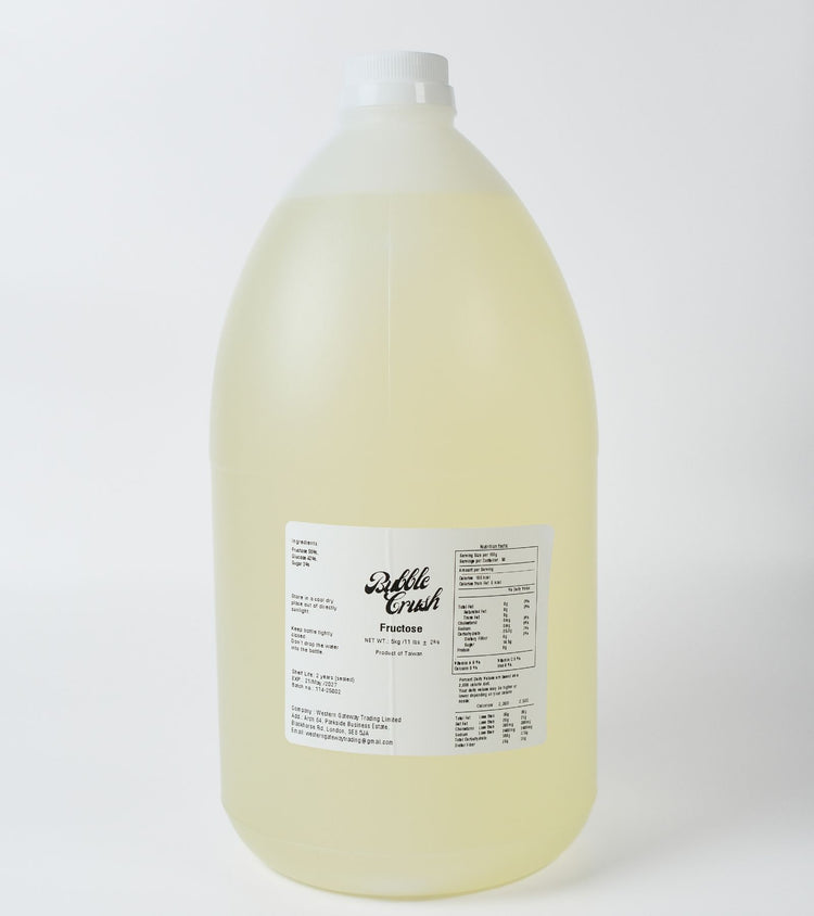 5KG Bulk Container of Liquid Fructose, a high-yield syrup sweetener for wholesale bubble tea businesses in the UK