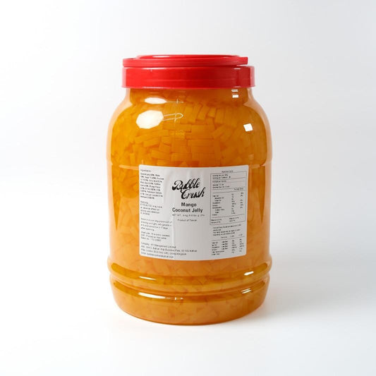 Premium Mango Coconut Jelly, Vegan and Taiwan-Made chewy topping for bubble tea and frozen yogurt.
