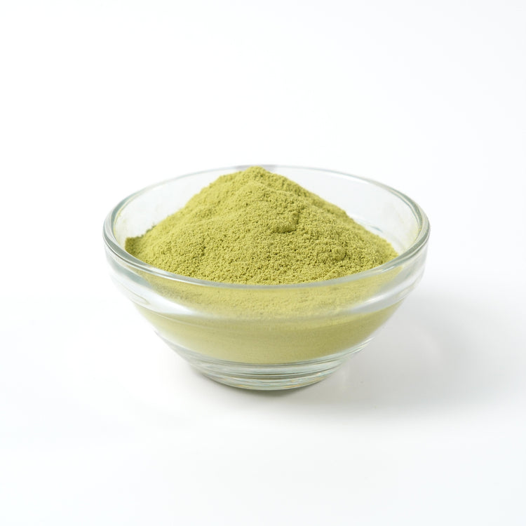 Vibrant green Matcha Latte drink showing recipe control, prepared instantly with pure powder base.