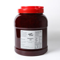 Bubble Crush Strawberry Jam 4.2kg bulk jar label showing ingredients, nutrition facts, and "Product of Taiwan".
