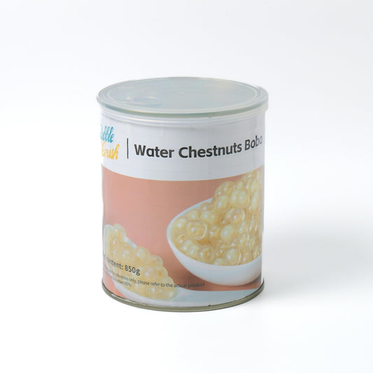 Wholesale Water Chestnut Popping Boba Pearls with crisp texture for UK bubble tea topping supply.